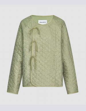 Abrigos Urban Revivo Tie Front Textured Invierno Mujer Verdes | NKS388SN