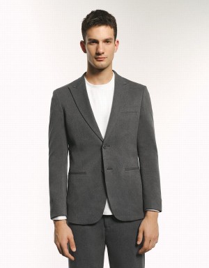 Blazers Urban Revivo Peaked Lapel Directo Hombre Grises Oscuro | RTI407IX