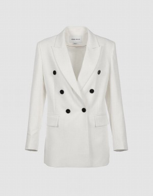 Blazers Urban Revivo Plain Double Breasted Mujer Rosas Blancos | SQP4762ZS