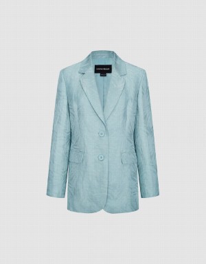 Blazers Urban Revivo Pritned Notch Lapel Mujer Azules | KDI715BH