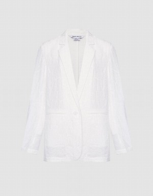 Blazers Urban Revivo Textured Single Breasted Mujer Blancos | NOP2132GH