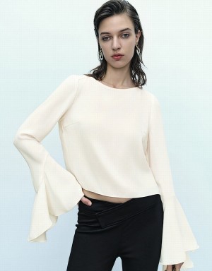 Blusa Urban Revivo Off-Shoulder Overhead Mujer Blancos | JAR4154KK