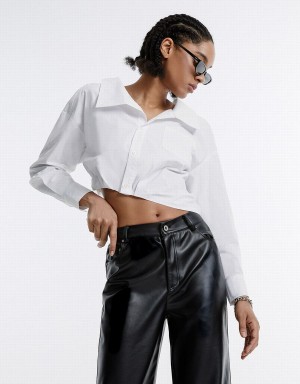 Camisas Urban Revivo Asymmetrical Cropped Mujer Blancos | XTM8135HP