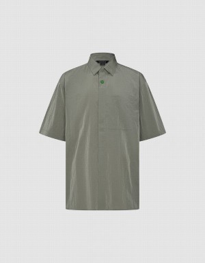 Camisas Urban Revivo Button Up Directo Hombre Verdes | SCV1886VP