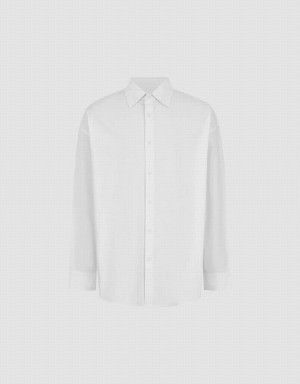 Camisas Urban Revivo Button Up Loose Hombre Blancos | ESN2573EJ