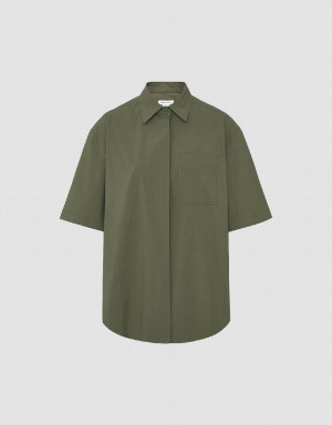 Camisas Urban Revivo Button Up Loose Mujer Verdes | RZL8192BT