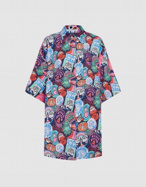 Camisas Urban Revivo Minions Allover Print Button Up Mujer Grises | JKL3429FQ