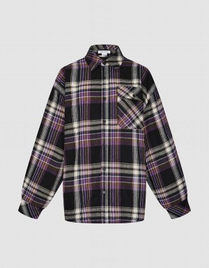 Camisas Urban Revivo Plaid Directo Mujer Morados | YDY8187PG