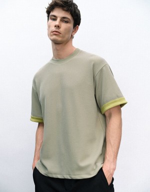 Camiseta Urban Revivo Crew Neck De Punto Hombre Verdes | JCR3518IZ