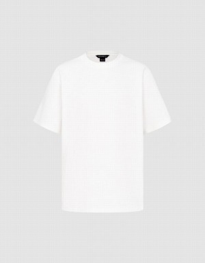 Camiseta Urban Revivo Drop Shoulder Sleeve Crew Neck Hombre Blancos | YZG342DW