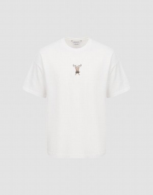 Camiseta Urban Revivo Vogue Hombre Blancos | YXZ5324ME