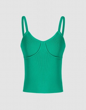 Camiseta sin Manga Urban Revivo De Punto Cami Top Mujer Verdes | KOL2721SA