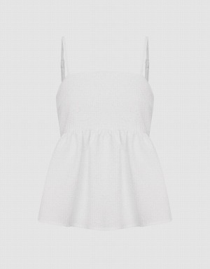 Camiseta sin Manga Urban Revivo Ruffle Hem Cami Mujer Blancos | FIT6198PU