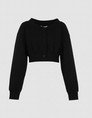 Chamarras Urban Revivo Plain Button Front Mujer Negros | ITD2042WQ