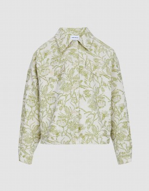 Chamarras Urban Revivo Plant Print Button Up Mujer Verdes | BAW5354UW