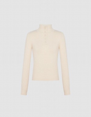 Cárdigan Urban Revivo Button Half Placket De Punto Mujer Beige | NOG6635AH