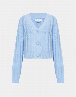 Cárdigan Urban Revivo Cable Knit Button Up Mujer Azules | GPW9571JX