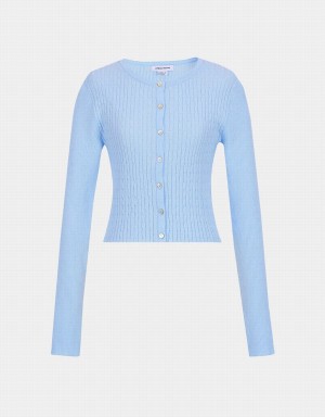 Cárdigan Urban Revivo Cable Knit Fitted Mujer Azules | MMR5730VH