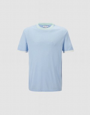 Cárdigan Urban Revivo Contrast Trim De Punto Hombre Azules | OKE8214WM