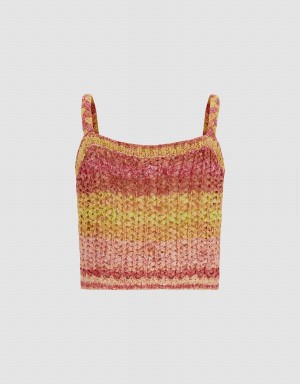 Cárdigan Urban Revivo Crochet A Rayas De Punto Cami Top Mujer Multicolor | ZTY1150DE