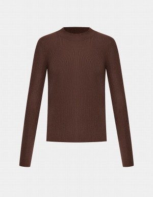 Cárdigan Urban Revivo Minimalistic Solid De Punto Top Mujer Marrom Oscuro | FDF2476RW