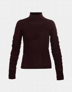 Cárdigan Urban Revivo Ruched Sleeve Fitted Knit Top Mujer Rojos | EFZ4227JG