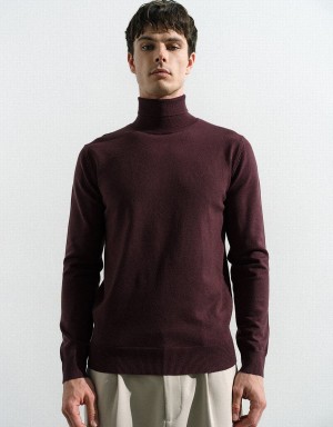 Cárdigan Urban Revivo Turtle Neck De Punto Hombre Rojos | WJE4873JD