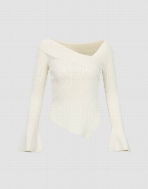 Cárdigan Urban Revivo V-Neck Flaco De Punto Mujer Blancos | AEZ4454TX