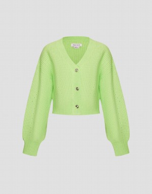 Cárdigan Urban Revivo V-Neck Knit Mujer Verdes | COB8316HX