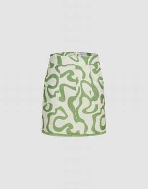 Falda Urban Revivo Abstract Graffiti Print Mujer Verdes | AWC7868AO