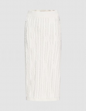 Falda Urban Revivo Fuzzy Knit Mujer Blancos | DWG3328LG