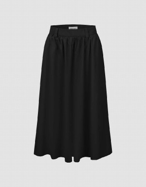 Falda Urban Revivo Midi A-Line Mujer Negros | XHH724VW