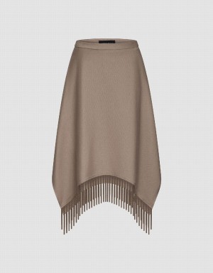 Falda Urban Revivo Midi A-Line With Tassel Mujer Marrom | IYH960RG