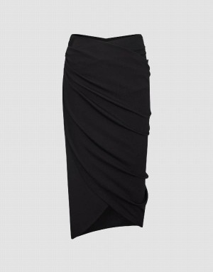 Falda Urban Revivo Midi Wrapped Fishtail Mujer Negros | TYQ3964FB