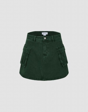 Falda Urban Revivo Mini A-Line Denim Mujer Verdes | ESB118GB