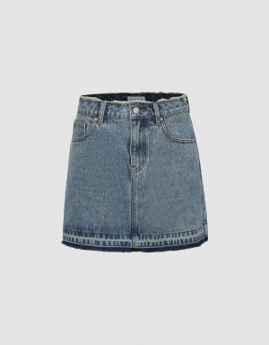 Falda Urban Revivo Mini A-Line Denim Mujer Azules | GKM3054EK