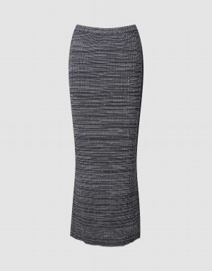 Falda Urban Revivo Textured Long De Punto Mujer Grises | DKI7128GT