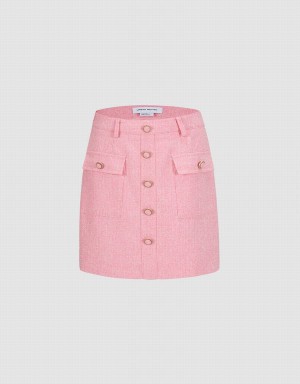 Falda Urban Revivo Textured With Buttons Mujer Rosas | EUA33100JJ