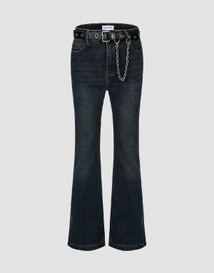 Jeans Urban Revivo Flare With Belt Mujer Azules | PLY9652AD