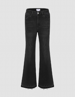 Jeans Urban Revivo Raw Hem Flare Mujer Negros | QIQ224MD