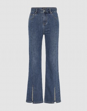 Jeans Urban Revivo Split Hem Directo Mujer Azules | PMY6049XV