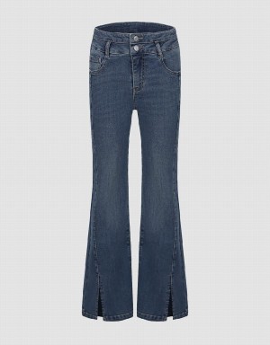 Jeans Urban Revivo Split Hem Flare Mujer Azules | NDJ194RL