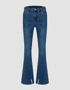 Jeans Urban Revivo Split Hem Flare Mujer Azules | QDD138LQ