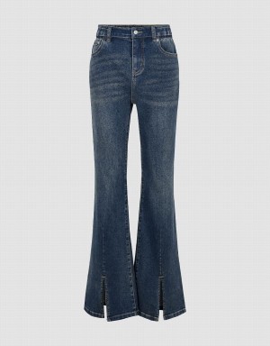 Jeans Urban Revivo Split Hem Flare Mujer Azules | OTD726KH