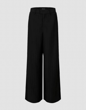 Pantalon Urban Revivo A Rayas Anchos-Leg Mujer Negros | IPY4299BJ