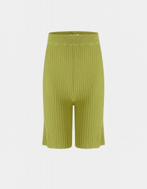 Pantalon Urban Revivo Acanalado Knit Mujer Verdes | WQZ4057ZS