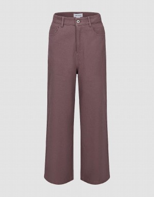 Pantalon Urban Revivo Anchos-Leg Mujer Rosas | EIA7160PW