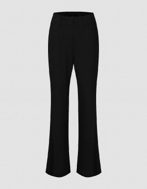 Pantalon Urban Revivo De Punto Flare Mujer Negros | VQY7076GM