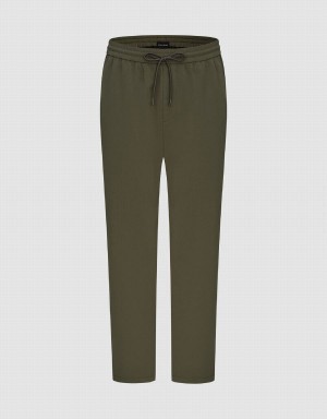 Pantalon Urban Revivo Elastic Cintura Directo Hombre Verdes | ZFC1115JO