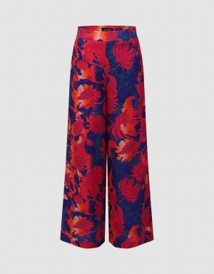 Pantalon Urban Revivo Floral Printed Anchos-Leg Mujer Rojos | QXT4654DD